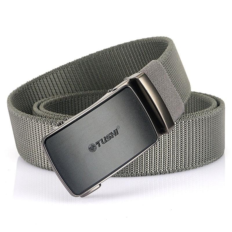 Automatic Buckle Elastic Nylon Waist Belt Outdoor Training Men's Pants