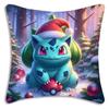 Pillow Covers Cartoon Bulbasaurs Sofa Decorative Home Double-Sided Printing Short Plush Cute Cushion Cover