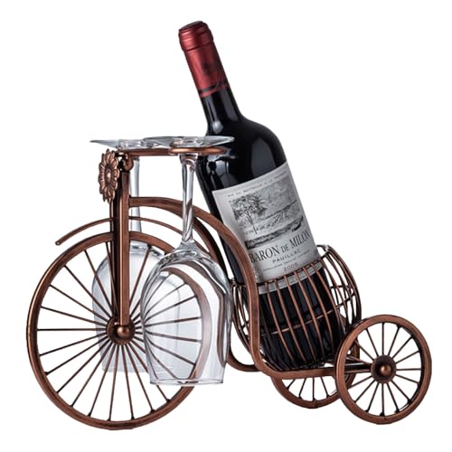 

VOLAN Wine Bottle Holder for 1 Bottle, Stylish Tabletop Decor Bottle Stand with Glass Holder