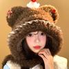 Warm Thick Plush Knitted Hat Cherry Bow Pullover Hat Cute Beanies Hat  Winter Outdoor