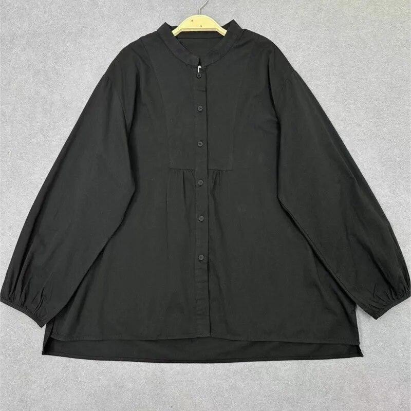 Johnature весенние японские рубашки с воротником-стойкой — фото 5