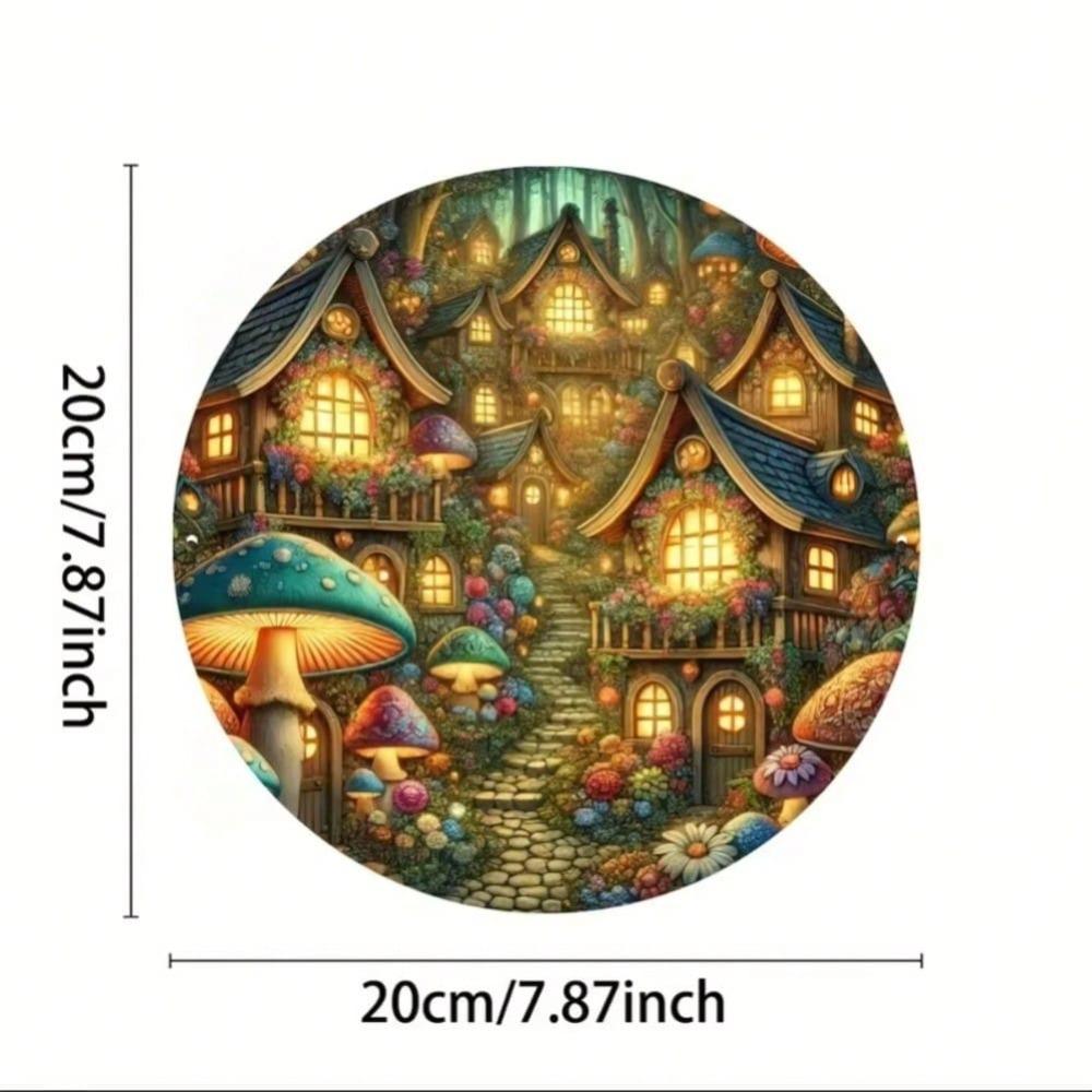 Vintage Forest Metal Tin Sign Pine Berries Round Wall Decor for Home