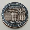 Pamiątkowa moneta na 250. rocznicę USA, dwustronnie rzeźbiona, pamiątkowa odznaka z historii Stanów Zjednoczonych, okrągła metalowa moneta kolekcjonerska, patriotyczna dekoracja
