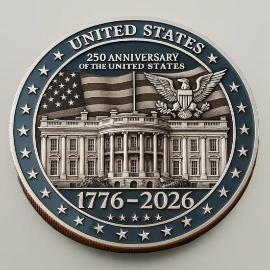 Pamiątkowa moneta na 250. rocznicę USA, dwustronnie rzeźbiona, pamiątkowa odznaka z historii Stanów Zjednoczonych, okrągła metalowa moneta kolekcjonerska, patriotyczna dekoracja