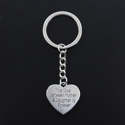 Hot Fashion Heart Love Between Mother & Daughter Is Forever 25x25mm Pendant Key Ring Chain Silver Color Men Car Gift Keychain