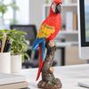 Parrot Ornament with Branch Perch Colorful Figurine Carved Bird Statue