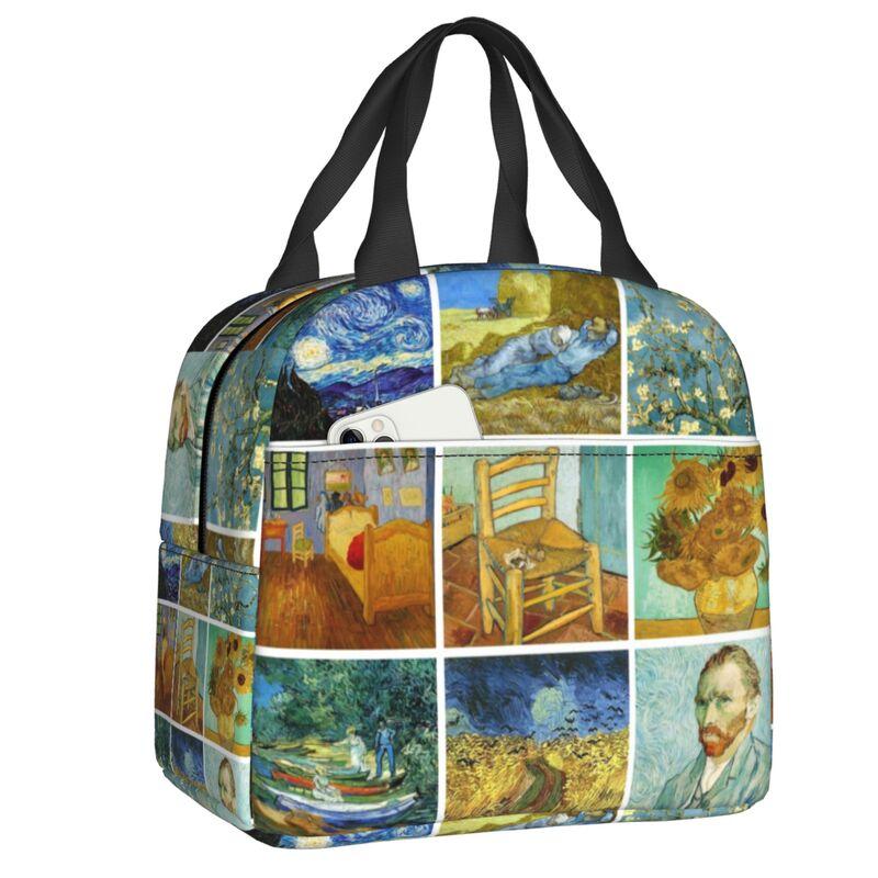 Individuelle Vase mit zwölf Sonnenblumen Lunchtasche Vincent van Gogh Gemälde Kühlbox Thermisch isolierte Lunchboxen für Erwachsene Büro