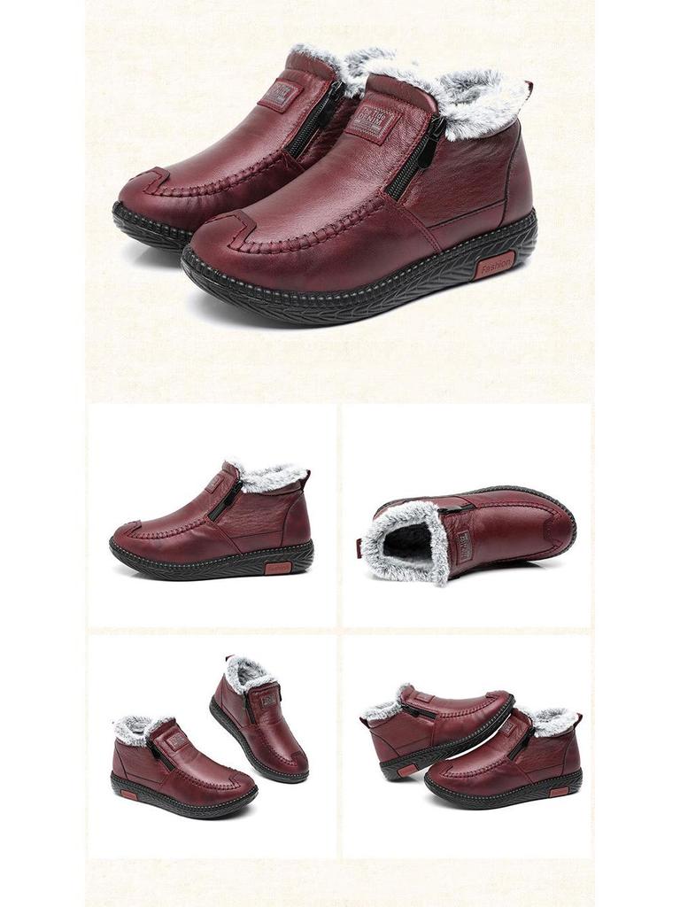 2023 Women's Winter Warm Velvet Cotton Snow Boots with Non-Slip Soft Soles for Middle-Aged and Elderly