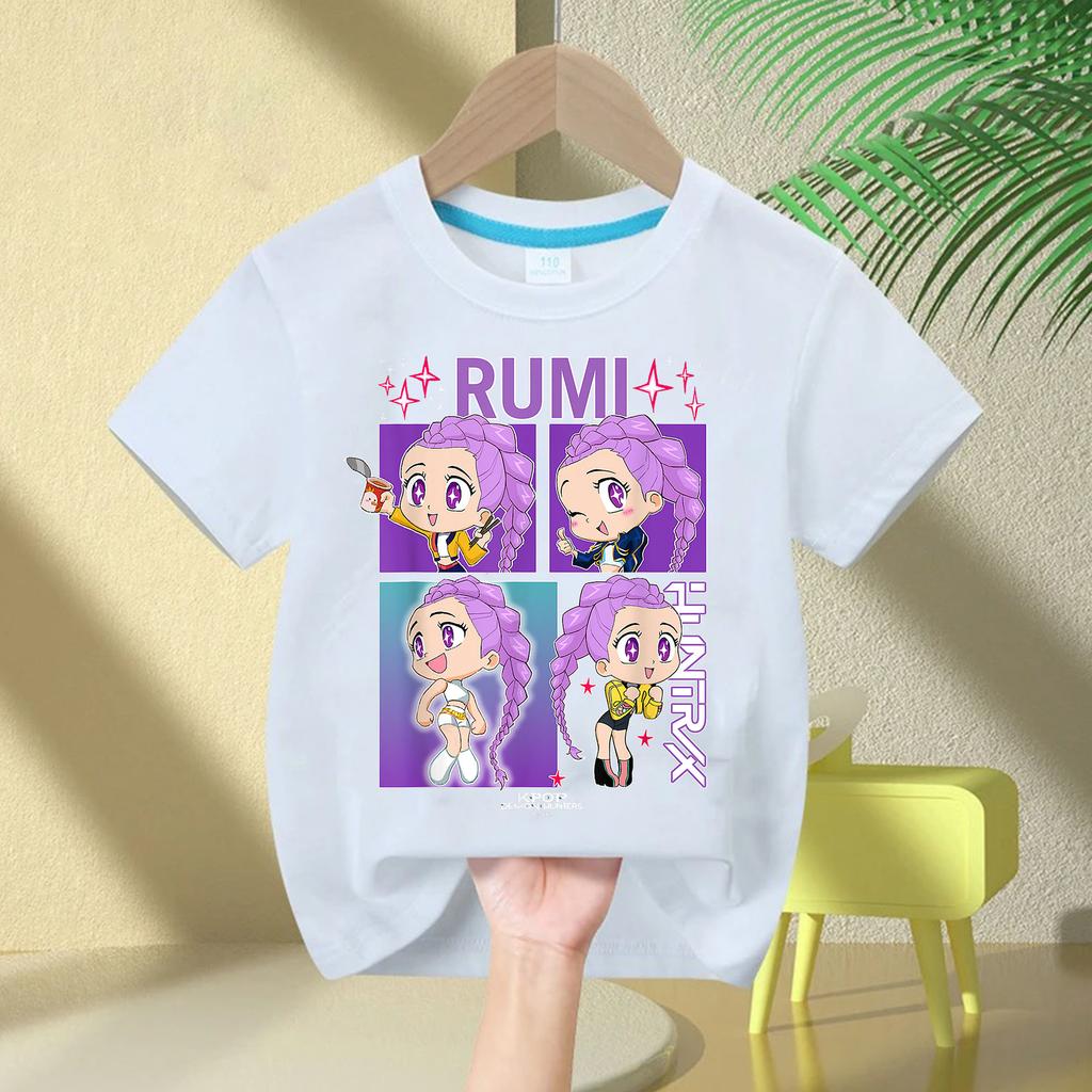 Kpop Caçadores de Demônios Roupas Infantis Camiseta de Manga Curta Camiseta Fofa Kpop Caçadores de Demônios Camiseta Harajuku para Meninos Meninas