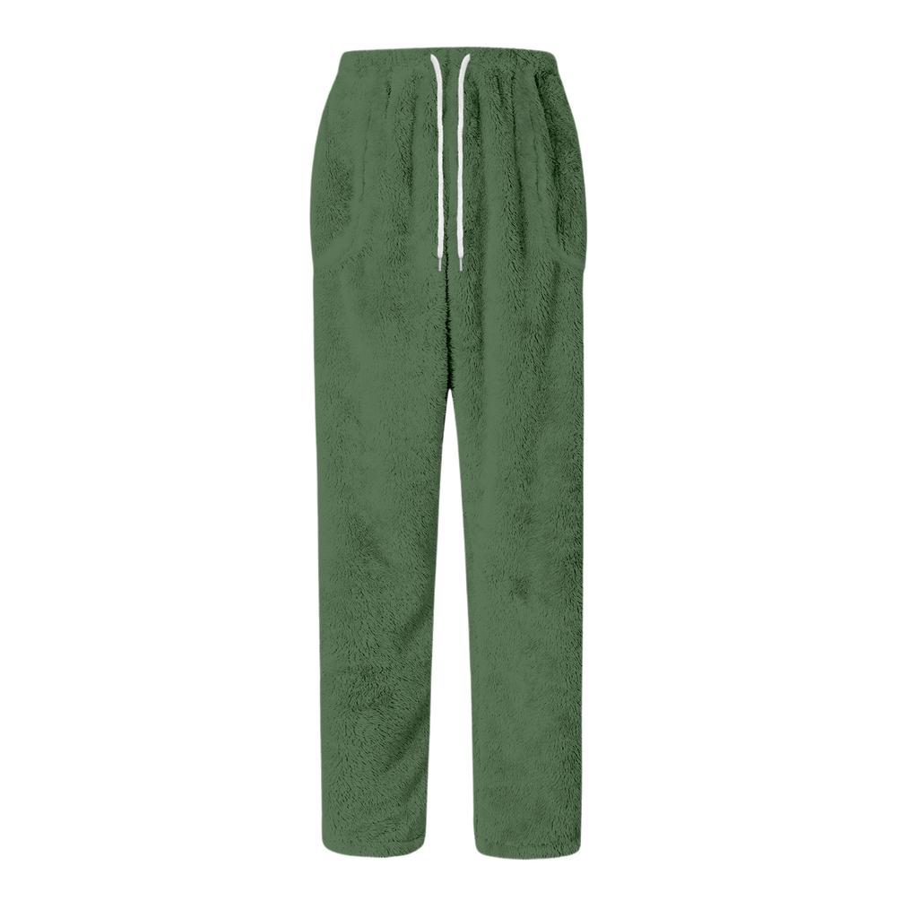 Men's Drawstring Pocket Flannel Casual Pants