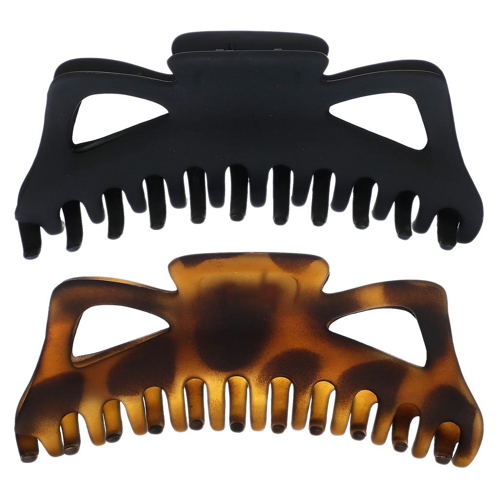 Jumbo Classic Claw Clip, Black & Toe, Set of 2