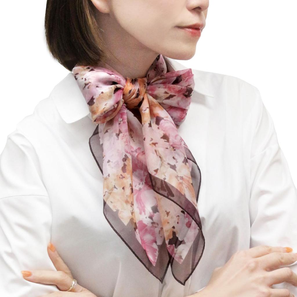 Gran Creer Silk Large Made In by Grancreer Scarf, Square, 88x88cm, Women's, Japan, (A-Floral Pink)