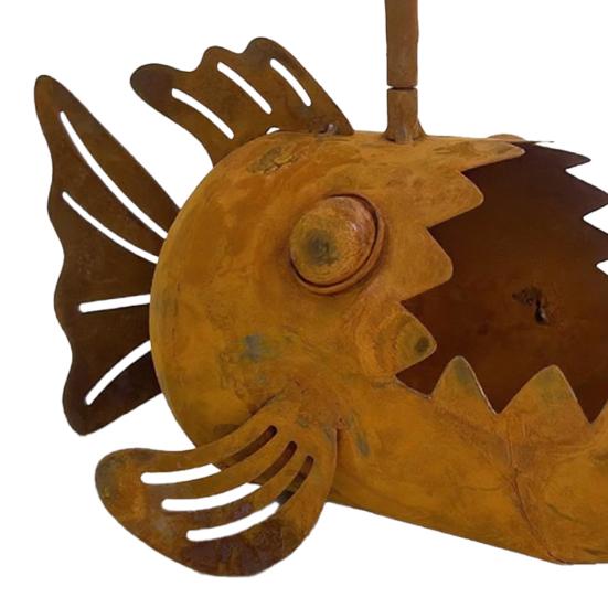 Rustic Iron Planter, Fish Shaped Design, Decorative Metal Flower Pot for Succulents Cactus Plants, Rustproof Garden Patio Porch Balcony Yard Lawn