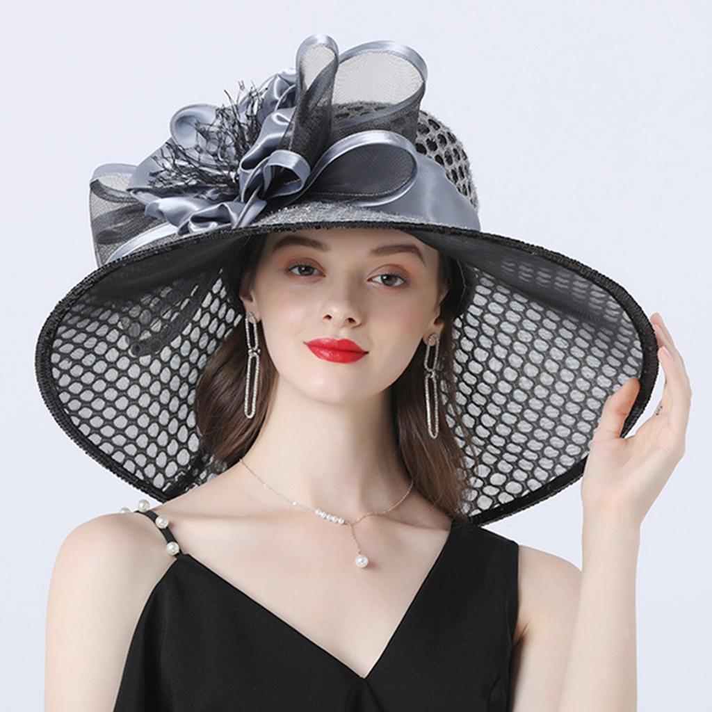 Wide Brim Phrase Women Church Hat Wide Brim Sun Hats For Wedding Tea Party Fascinator Hat Use Beach Cap Tea Party Dress Cap
