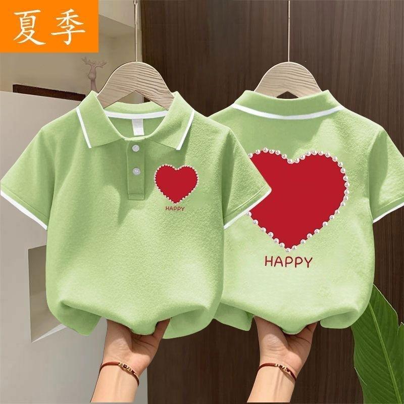 Girls Summer Loose Polo Shirt Short Sleeve T Shirt Trendy Casual Kids Clothes