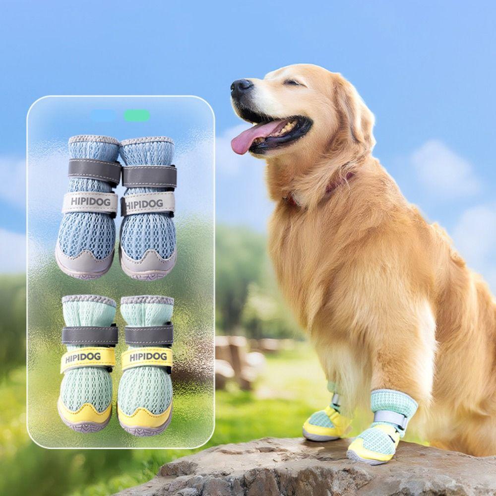 Breathable Dog Mesh Shoes Rubber Sole Puppy Paws Protectors Fashion Anti-Slip Pet Shoes  Hot Days