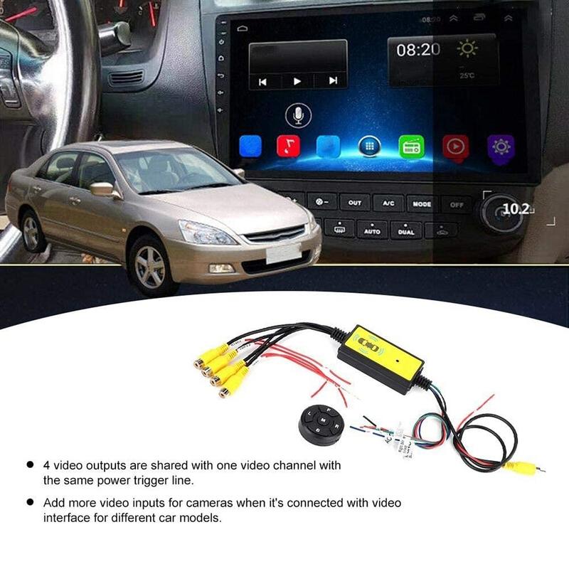 4To1 Car Panoramic 360 Camera Video Reversing Switch Box Car Blind Spot Camera Video Switch Box Wireless Remote Control