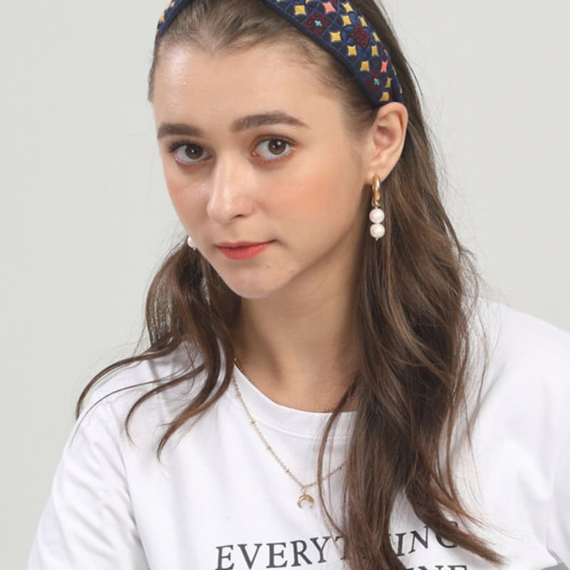 LALA Ethnic Lattice Hairband - BLACKBLUE