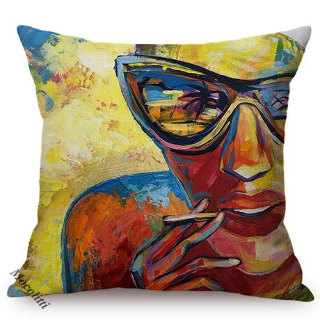 Celebrity Portrait Abstract Oil Painting Design Decoration Cushion Cover Funky Art Luxury Home Decor Sofa Throw Pillow Case