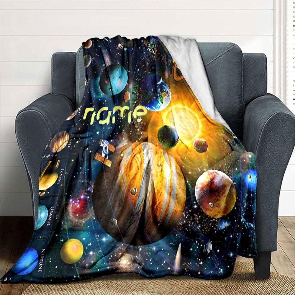 Space Galaxy Customize Your Name Blanket Suitable For Yearround Use Perfect For Picnics Sofa Lounging Office Warmth Bedding Living Room Comfort And An