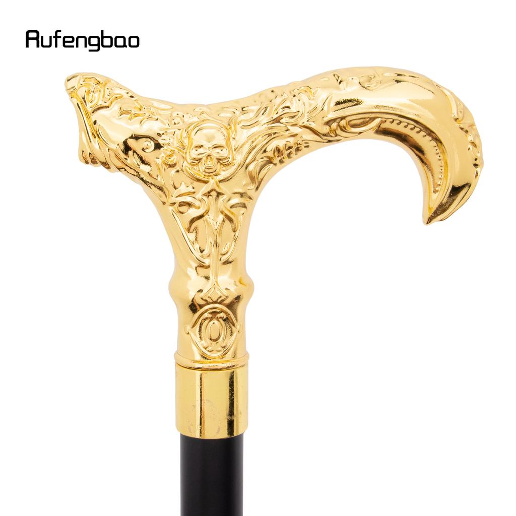 Golden Skull Flower Head Walking Cane Fashion Decorative Walking Stick Gentleman Elegant Cosplay Cane Knob Crosier 93cm