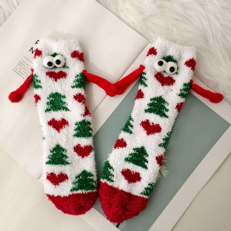 Christmas Holding Hands Socks Funny Magnetic Suction 3D Doll Couple Socks Unisex Couple Socks Winter Christmas Supplies Gift