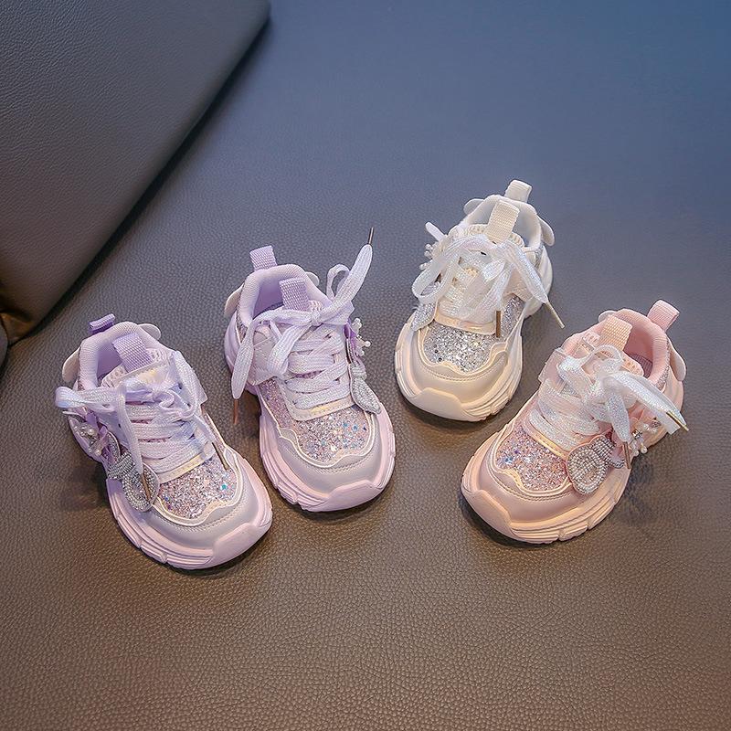 2025 Spring New Girls Sports Shoes Girls Shoes Soft Sole Non-slip Princess Shoes New Running Shoes Baby Shoes