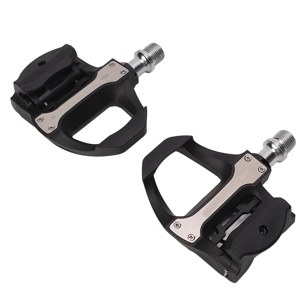 2Pcs Road Bike Self Locking Pedals Engineering Plastics Adjustable Bicycle Accessories with Lock Plates