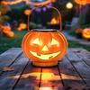 Halloween Pumpkin Solar Lanterns - Jack O Lantern Hanging Solar Light Waterproof for Yard, Patio, Garden,Spooky Decor Halloween Party Decorations