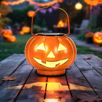 Halloween Pumpkin Solar Lanterns - Jack O Lantern Hanging Solar Light Waterproof for Yard, Patio, Garden,Spooky Decor Halloween Party Decorations