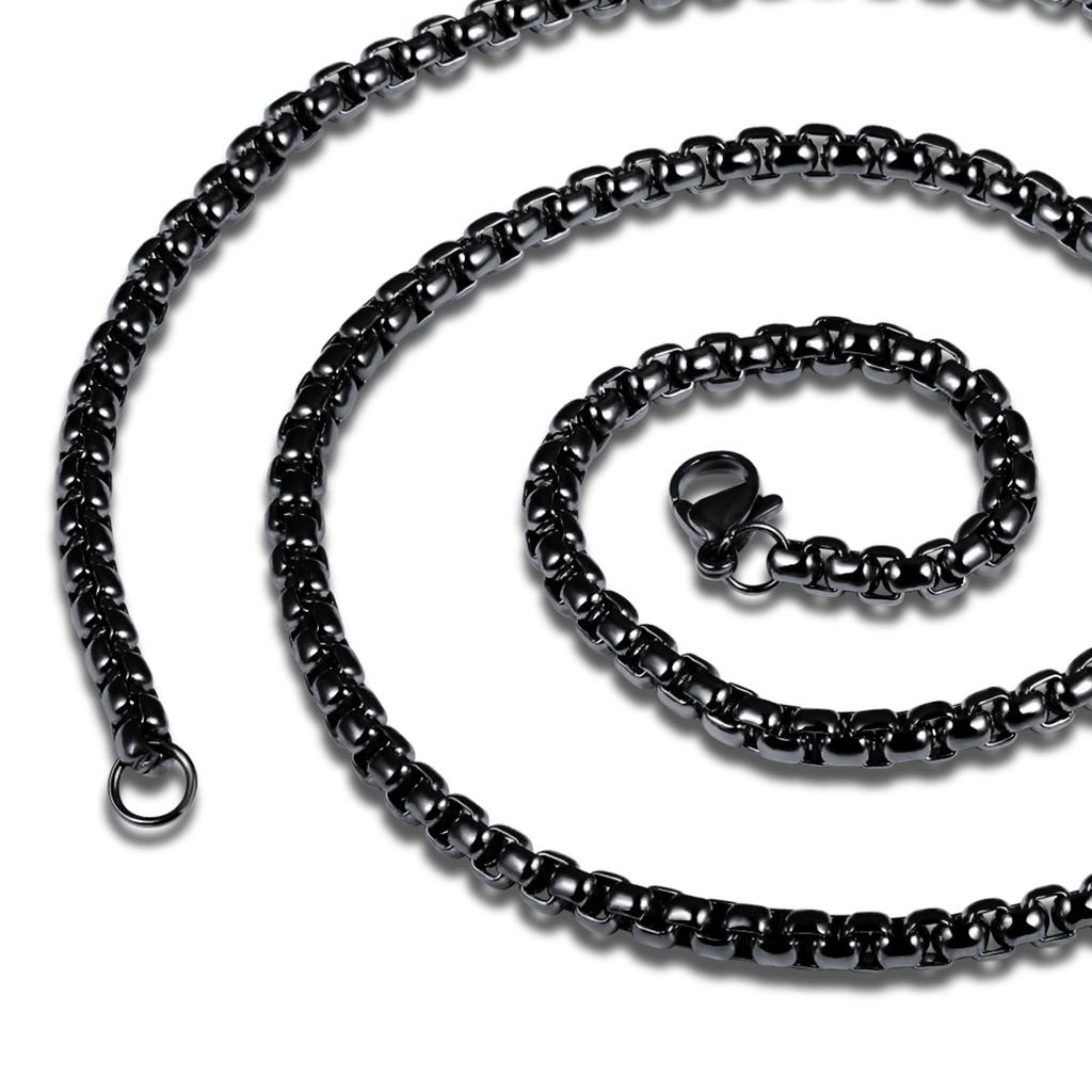 Stainless Steel Men's Personalized Square Pearl Chain Punk Retro Jewelry Polished with Chain Trendy Necklace