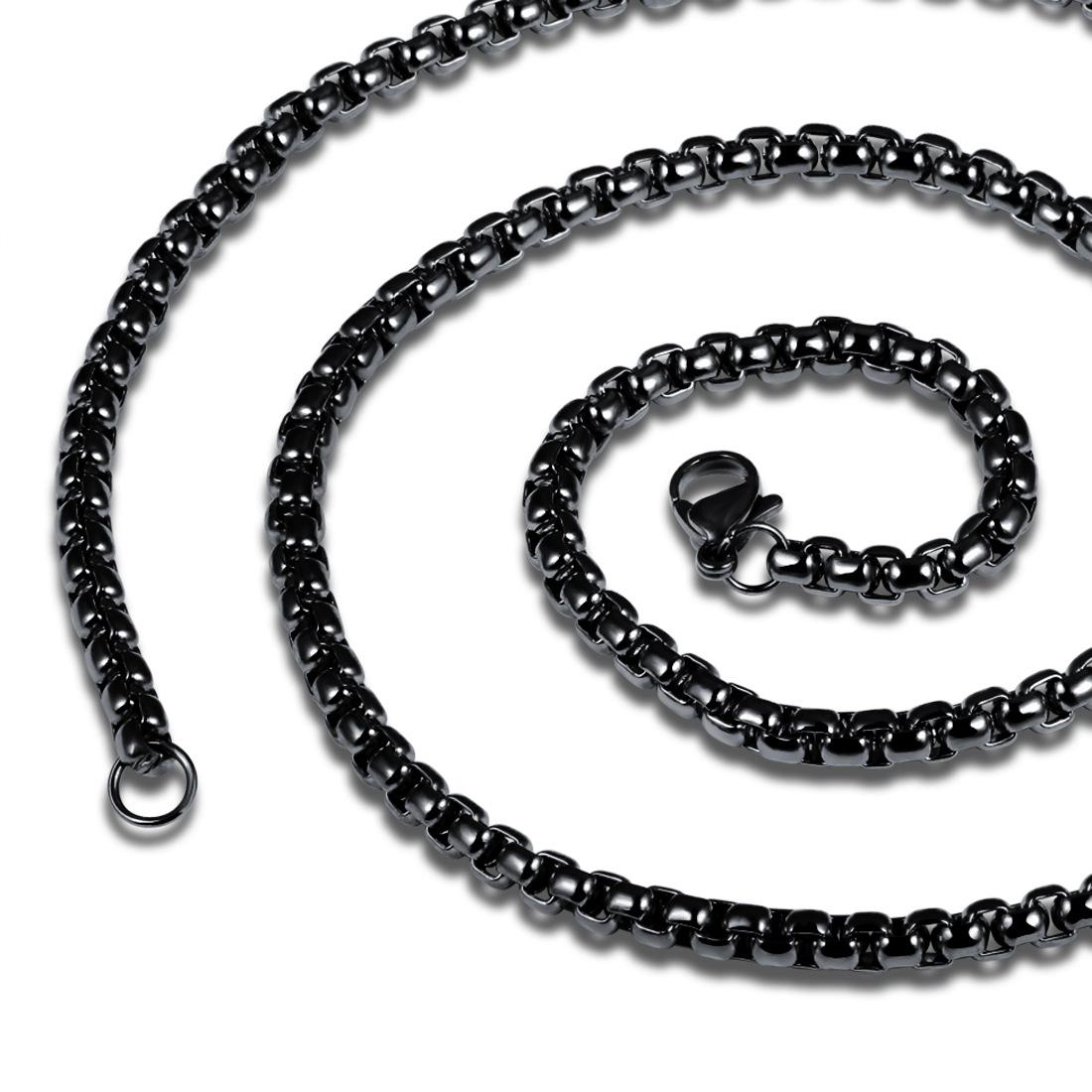 

Мужское ожерелье с квадратной жемчужной цепью, одинарная цепочка из полированной нержавеющей стали, универсальные мужские украшения 60cm