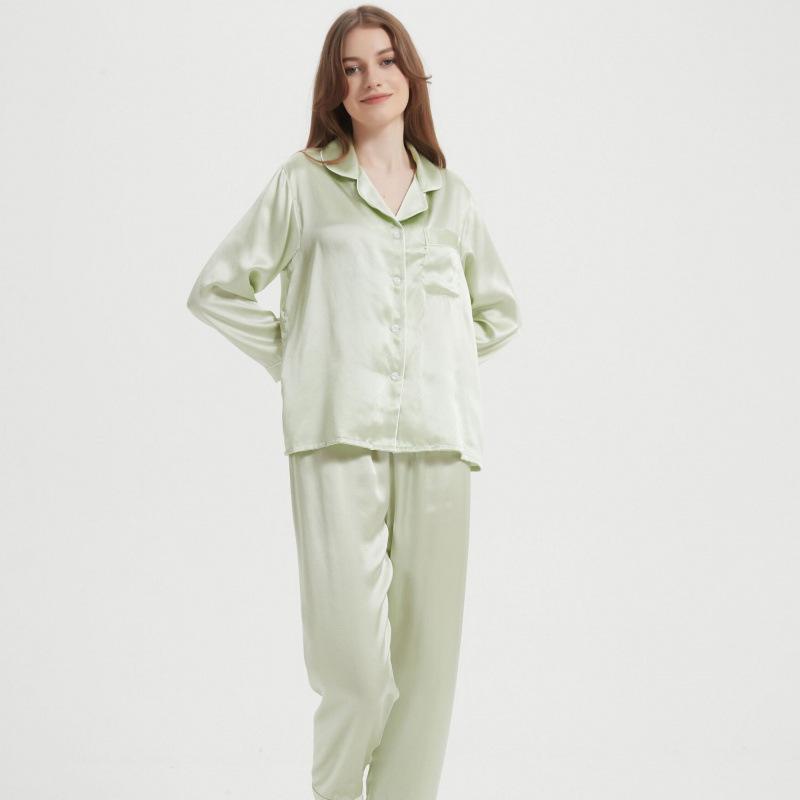 Women's Silk Pajama Set: Long Sleeve Two-Piece, 100% Mulberry Silk, Versatile for Home or Outdoors, Spring/Summer Style