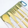 Bamboo Travel Tableware Reusable Bamboo Cutlery Set with Carrying Case Portable Wooden Dinnerware Bamboo Charcoal Toothbrush