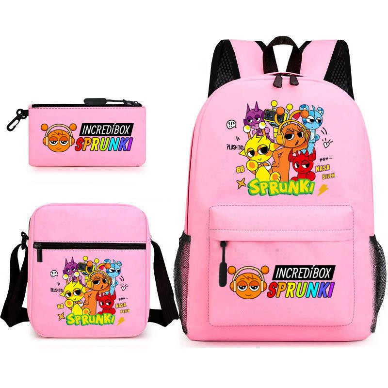 New Game Merchandise Primary School Bag Rhythm Box Sprunki Cartoon Starry Sky Backpack 3-piece Set L