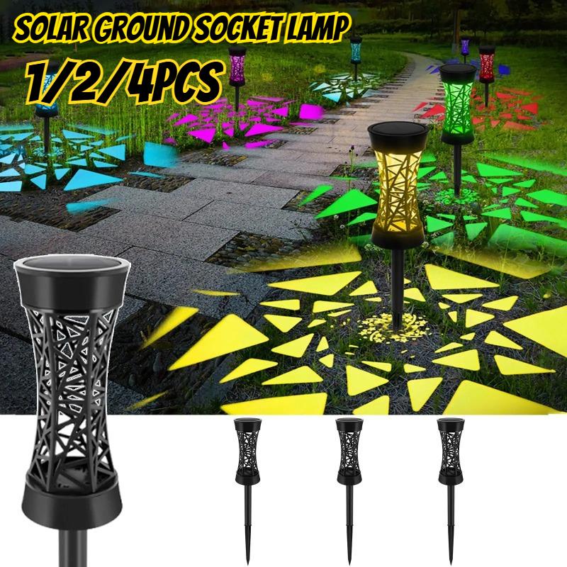 1/2/4 stk Solcelle Ganglys Utendørs LED-lampe med Varmt/Farget Lys Solcelle Hagelys Landskap Plenlampe for Gård Terrasse
