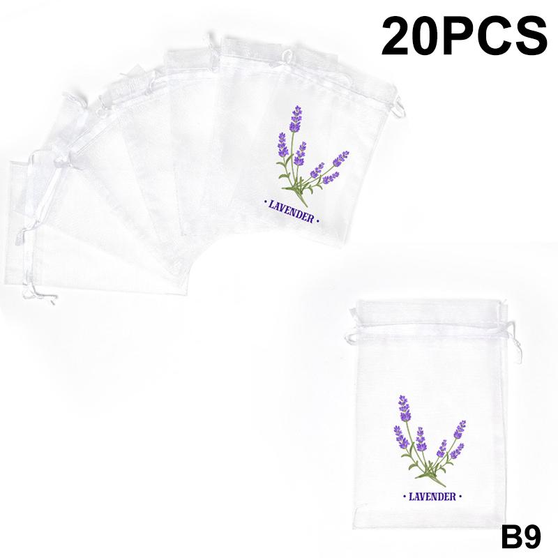 20Pcs Lavender Pattern Drawstring Mesh Bags Dried Flower Herbs Spices Storage Bag Odor-Eliminating Breathable Fragrance Pouches