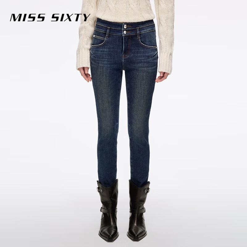 

MISS SIXTY Women s 2025 Winter Double-Button Slim-Fit Fleece Lined Pencil Jeans 23