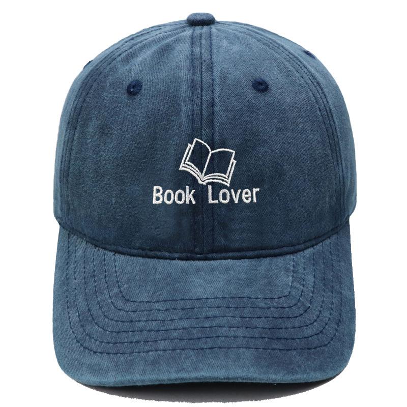 New Book lover embroidered baseball cap washed retro men's and women's casual versatile sunshade cap