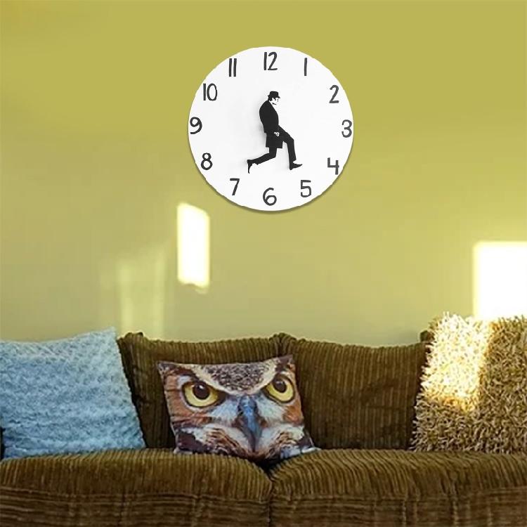 Novelty Comedian Wall Watch Funny Walking Silents Mutes Clocks for Home Living Room Bedroom Decoration