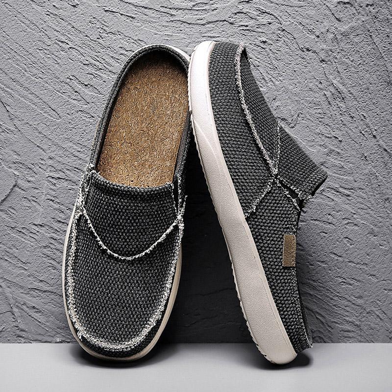Men Half Slippers Canvas Shoes Luxury Designer Slip On Shoes Summer Breathable Lightweight Dropshipping
