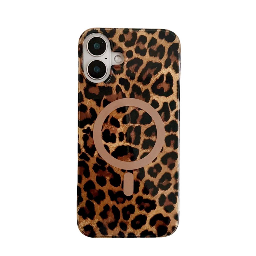 iPhone 15 Pro Leopard Print Phone Case New Retro IMD Magnetic 14 Compatible Apple 16 Full Coverage 13 Protective Case