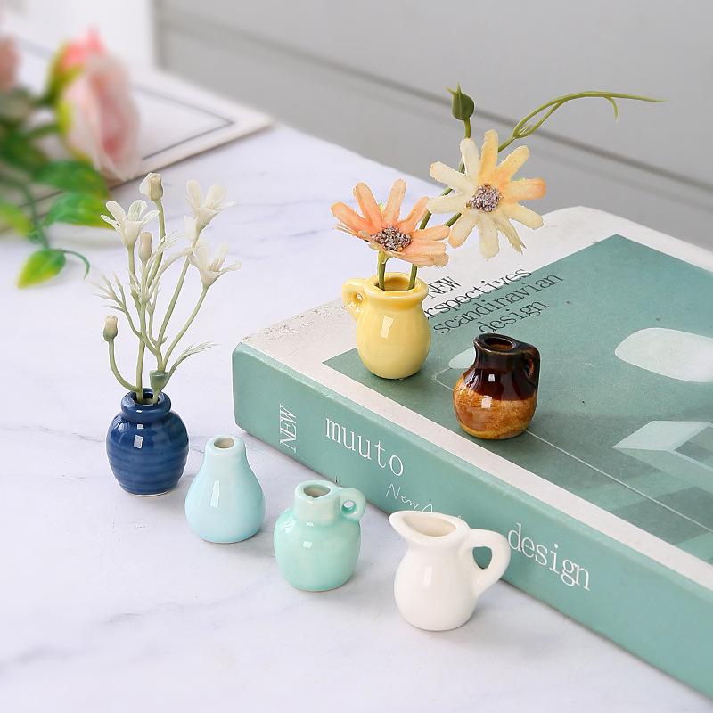 1Pcs Creative Diy Magnetic Flower Arrangement Decorative Object For Home Kitchen Decoration Mini Ceramics Vase Fridge Magnet