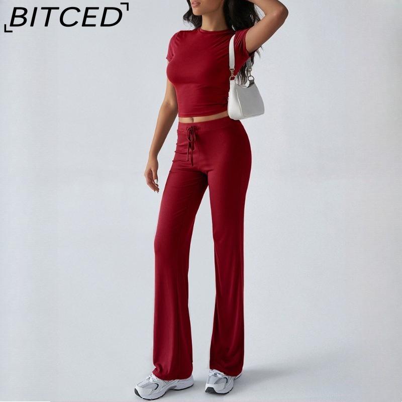 BITCED Women's Autumn/Winter Elegant Solid-Colour O-Neck Urban Casual Fashion Set