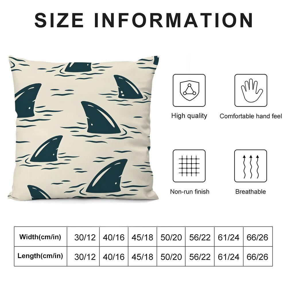 Shark Fashion Cushion Cover Pillowcase Ultra Soft Skin Friendly Fabric Cloud Like Comfort & Concealed Zipper