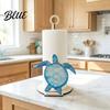 Paper Towel Holder Solid Wood Design Style Ocean with Seahorse Vertical Holder Kitchen Roll Stand Durable Wooden Crab Sailboat