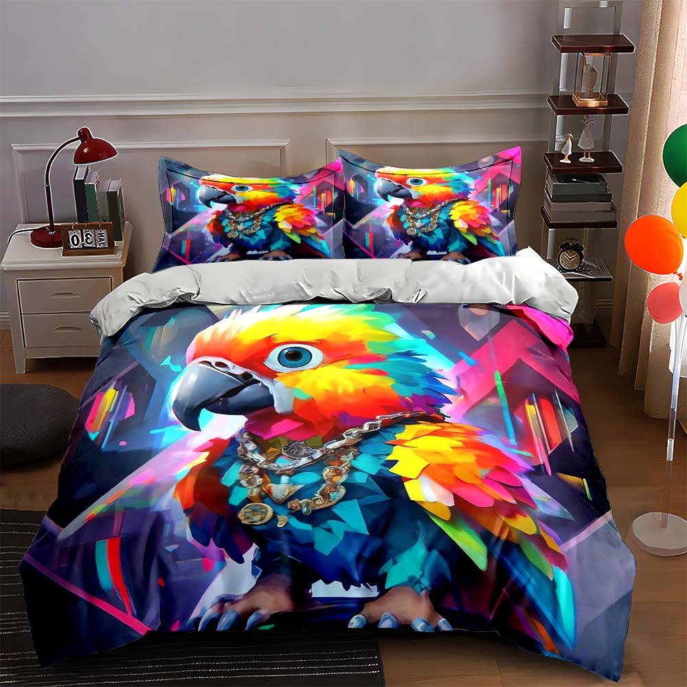 

Colorful parrot illustration Bedding Duvet cover sets Duvet covers Pillowcases gifts (1 * Duvet Cover 2 * Pillowcases, without duvet insert) 135x200cm