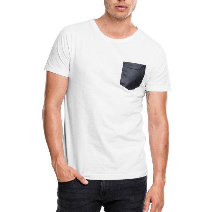 T-shirt - Urban Classic - Imitation cuir - Poche poitrine - 100% coton - Mixte