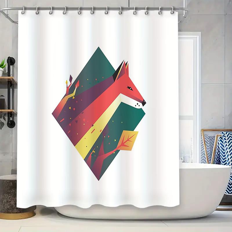 

Modern Abstract Fox Shower Curtain Forest Animal Decor Bathroom Set Woodland Theme Nature Pattern Home Decor Artistic Minimalist W60H190(CM)-1 Pcs