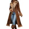 Damen Denim Western Retro Trenchcoat, Plüschmode und Wärme, Fleecejacke